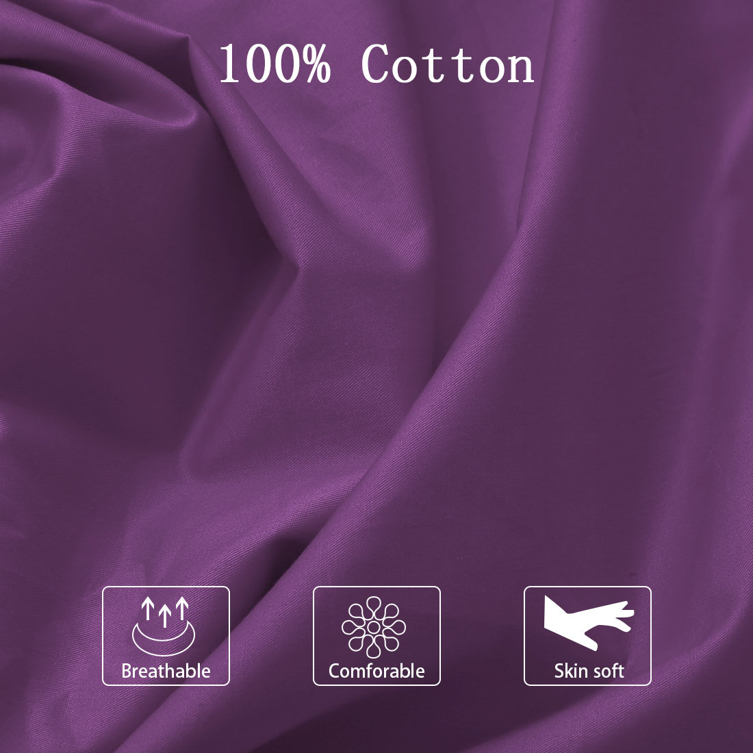 Unique Bargains Pillowcases 2 Pack 100% Cotton Body Pillow Covers Purple 20" x 48"