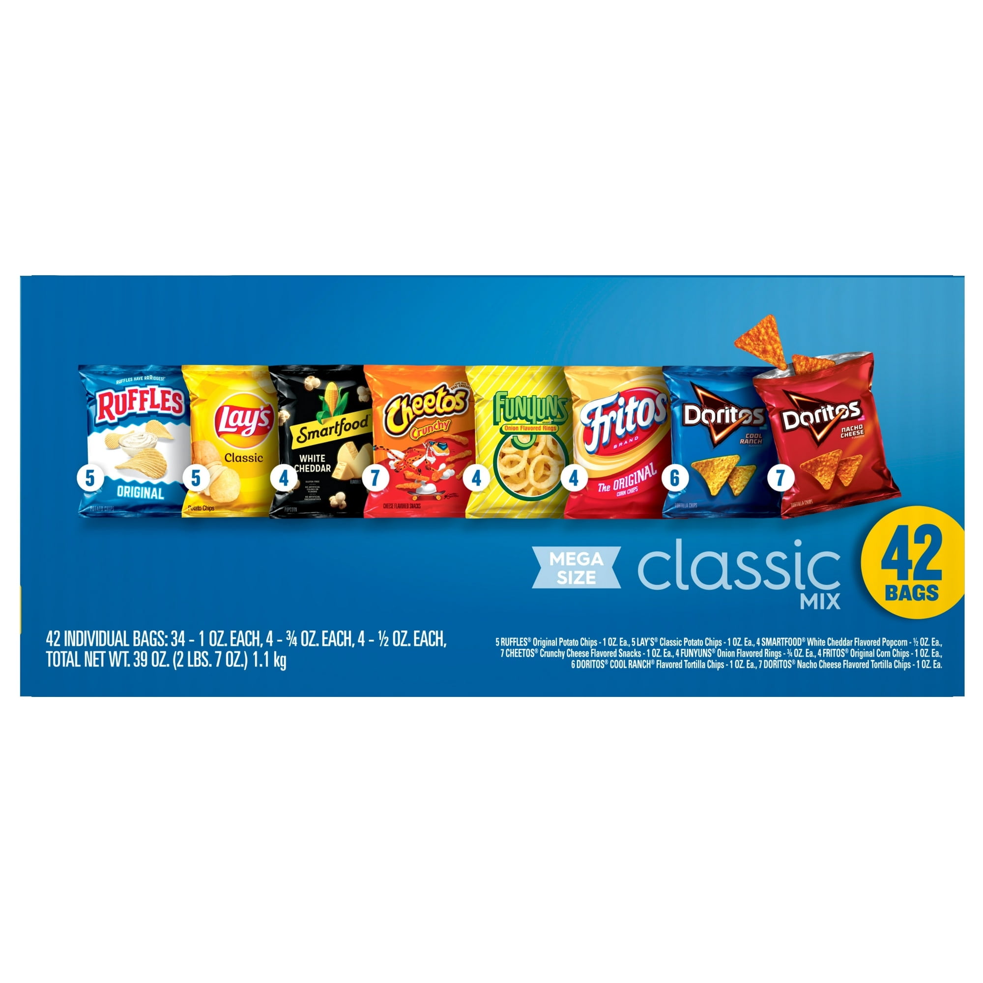 Frito-Lay Classic Mix Chips Variety Pack Mega Size 42 Count 1 oz Bags with Olive Green Bowl by ValueNest