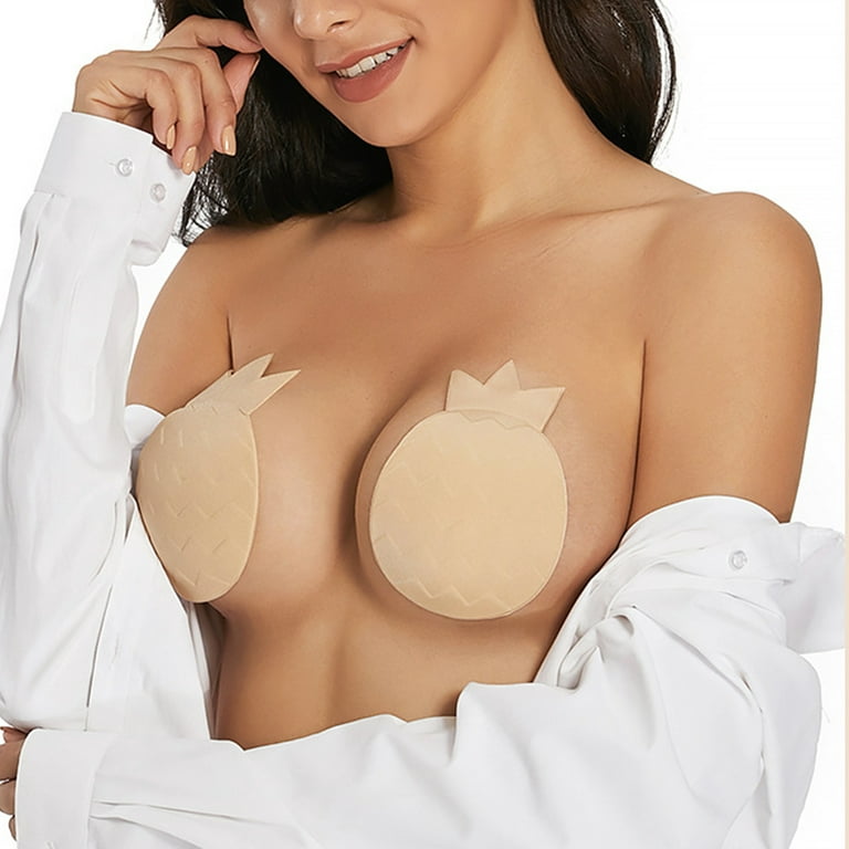 Lolmot Sticky Bra for Women Breast Lift Pineapple Pasties Invisible  Anti-Penetration Point Adhesive Bra Silicone Reusable Nipple Covers Breast  Lift