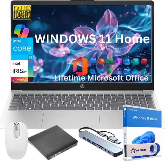HP 17 Business and Student Laptop Computer,17.3" FHD Laptop, Intel Core i3-N305, 8GB RAM, 256 GB PCIe SSD, Intel Iris Xe, Copilot Laptop,Lifetime Office&Windows 11 Home,Gift Bundle