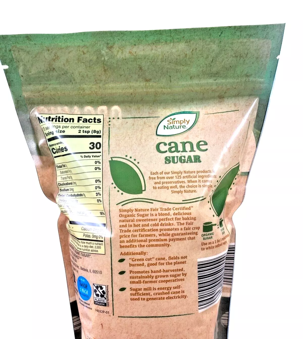 Organic Cane Sugar – 2 lb (32 oz) Pouch | Perfect for Baking, Beverages -Pack of 2