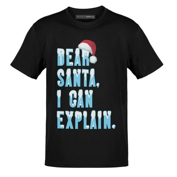 BROOKLYN VERTICAL Funny Christmas Santa Naughty Nice Holiday Short Sleeve Crew Neck T-Shirt | for Boys and Girls