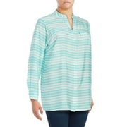 Plus Splitneck Stripe Utility Blouse