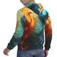 thumbnail image 6 of Pofeuu Red And Blue Fire Peacock Print Mens Casual Hooded Collar Drawstring Hoodies Pullover Sweatshirts Casual Long Sleeve Shirts-4X-Large, 6 of 7