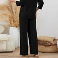 thumbnail image 4 of Gytharion Ribble Knitted Lounge Pants for Women Soft Comfy Slacks with Pockets Solid Casual Drawstring High Waisted Straight Leg Trousers, 4 of 7