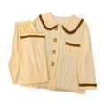 thumbnail image 4 of Pijamas de manga larga ruffle collar lindo dulce longitud completa Pantalones botón suave dormir set para las mujeres oso L, 4 of 8