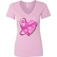 thumbnail image 3 of Inktastic Breast Cancer Awareness Pink Ribbon Around Heart Women's V-Neck T-Shirt, 3 of 5