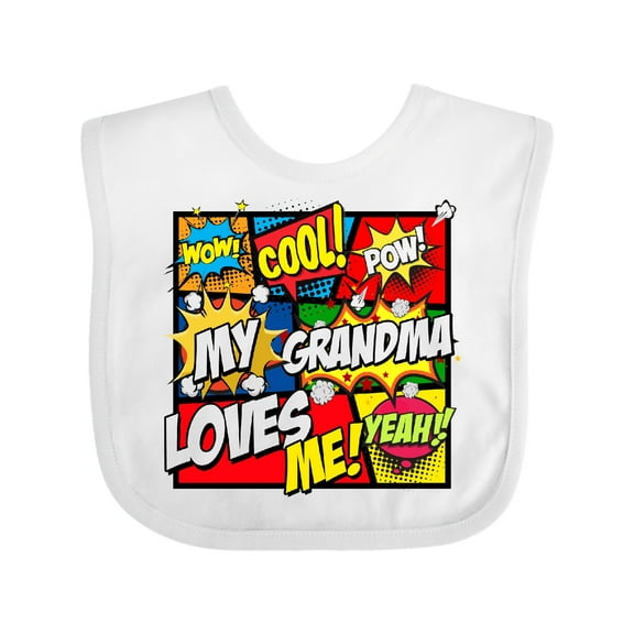 Inktastic My Grandma Loves Me Boys or Girls Baby Bib