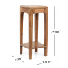 Noble House 12.00” x 12.00” x 29.00” Natural Acacia Wood Plant Stand with Open Shelf