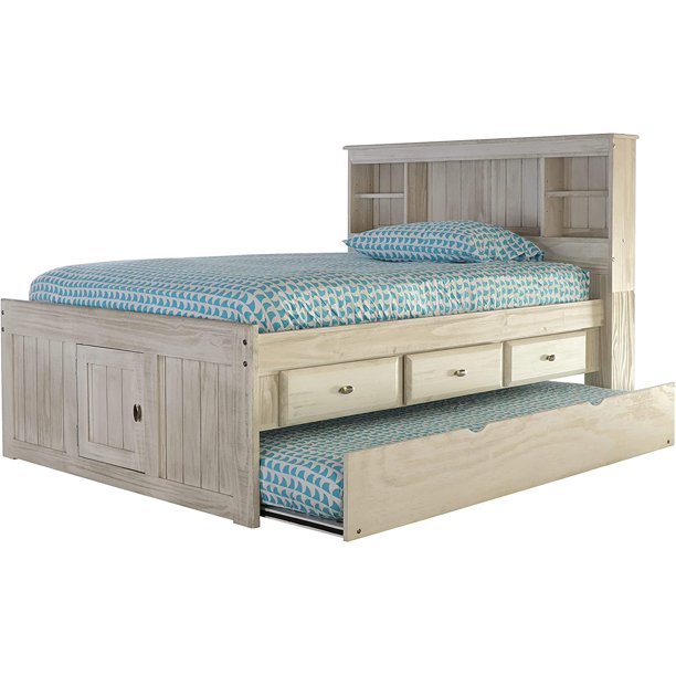 Discovery World Furniture Full Size Bookcase Bed with 3 Drawers and