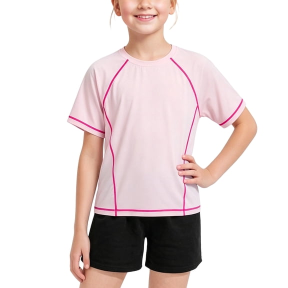 OGLCCG Tween Girls Athletic Shirts Short Sleeve Quick Dry Workout T-Shirt Kids Summer Sports Running Tee Tops 3-16 Years