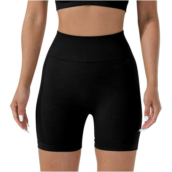 REALiKUN Biker Shorts for Women High Waist Seamless Shorts Workout Yoga Leggings Scrunch Butt Lift Gym Pants Black S