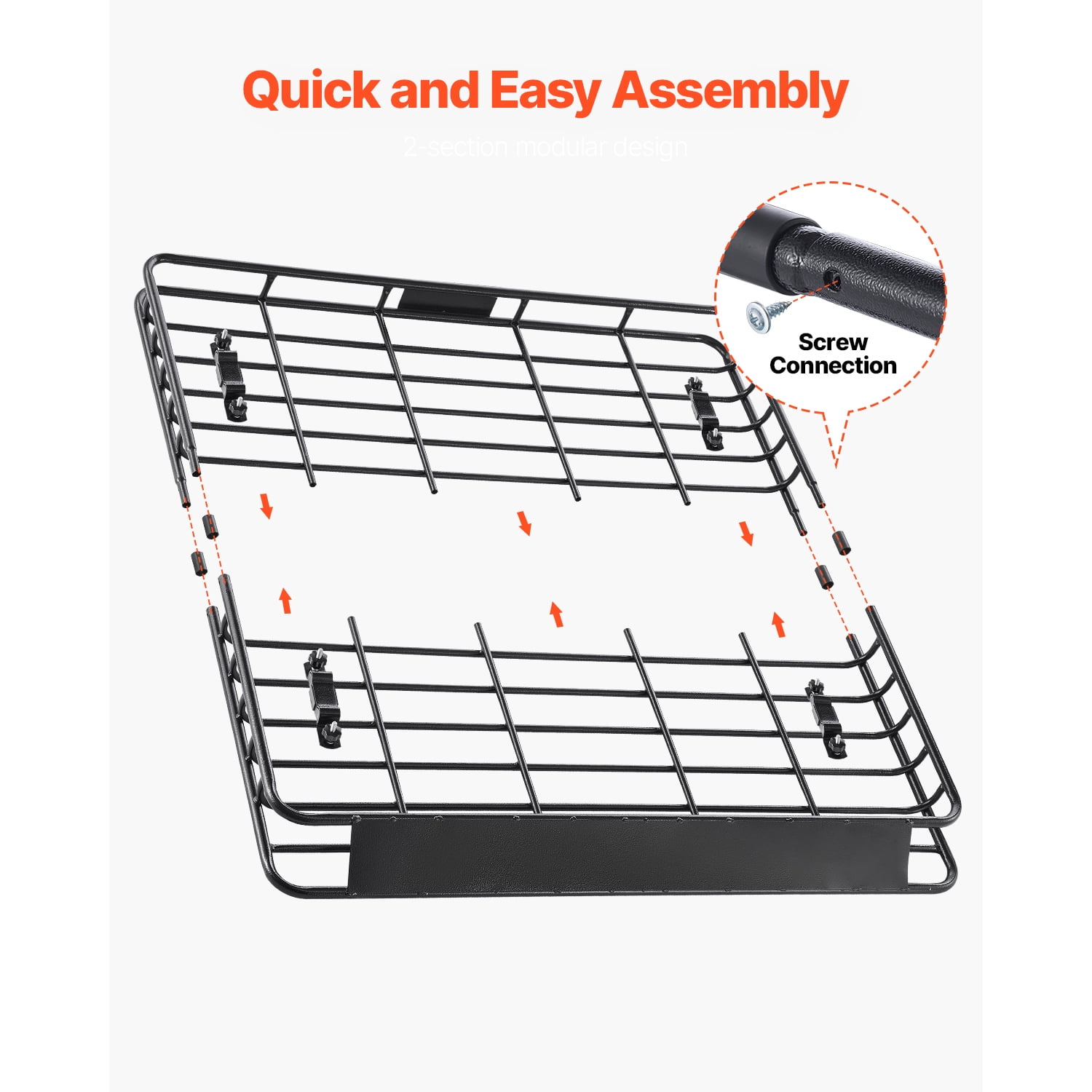 KFFKFF Universal Roof Rack Cargo Carrier, 43 x 50 x 4.1 in, Rooftop Luggage Basket with 150 lbs Load Capacity, 4.1 in Side Rails, Durable Alloy Steel, Wind Deflector, for SUVs and Cars