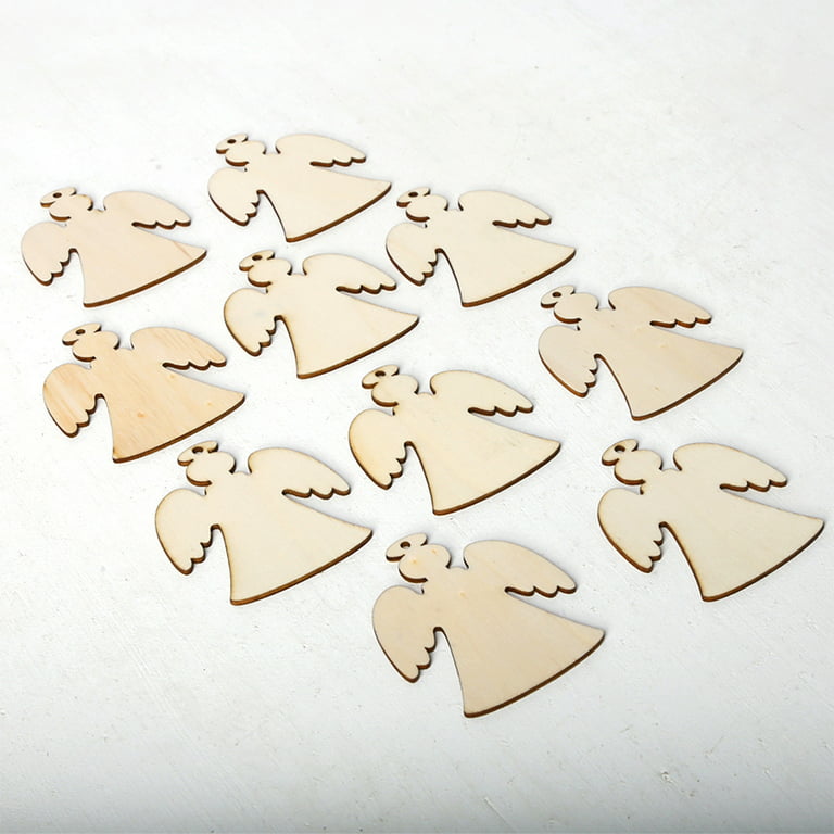MACTING 30pcs Unfinished Wood Christmas Ornaments with Holes - Angel, Deer, Ball