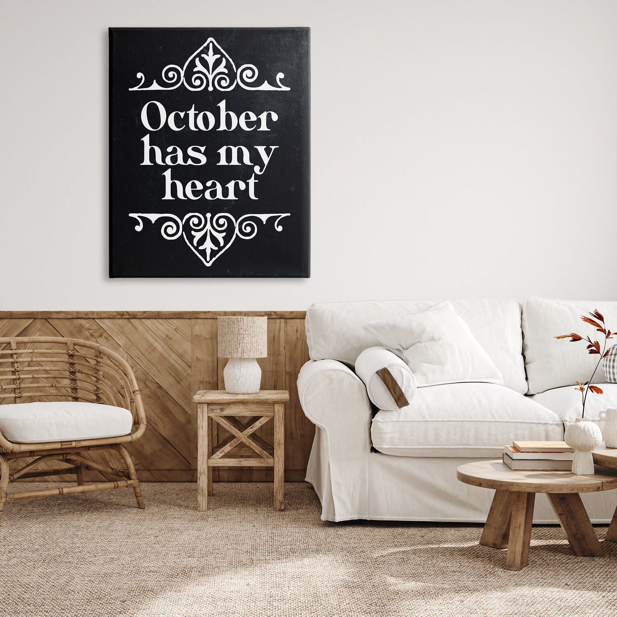 Stupell Industries Black October Has My Heart Holiday Painting Gallery Wrapped Canvas Print Wall Art, 36 x 48