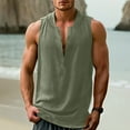 thumbnail image 2 of GERsome Men's Tank Tops Cotton Linen Sleeveless V-Neck T Shirts Basic Solid Color Tank Shirts Summer Beach Vacation Tops S-2XL, 2 of 7