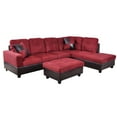 thumbnail image 2 of Hommoo Flannel and PVC Sectional Sofa Couch Living Room Furniture Sets, Modern L Shaped Sectional Sofa Set, Red(No Ottoman), 2 of 6