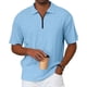 thumbnail image 1 of Blusa y camisa de manga corta con cuello vuelto para hombre, holgada, de punto, de verano, con cuello, transpirable, con cremallera, de manga corta, para hombre, 1 of 3