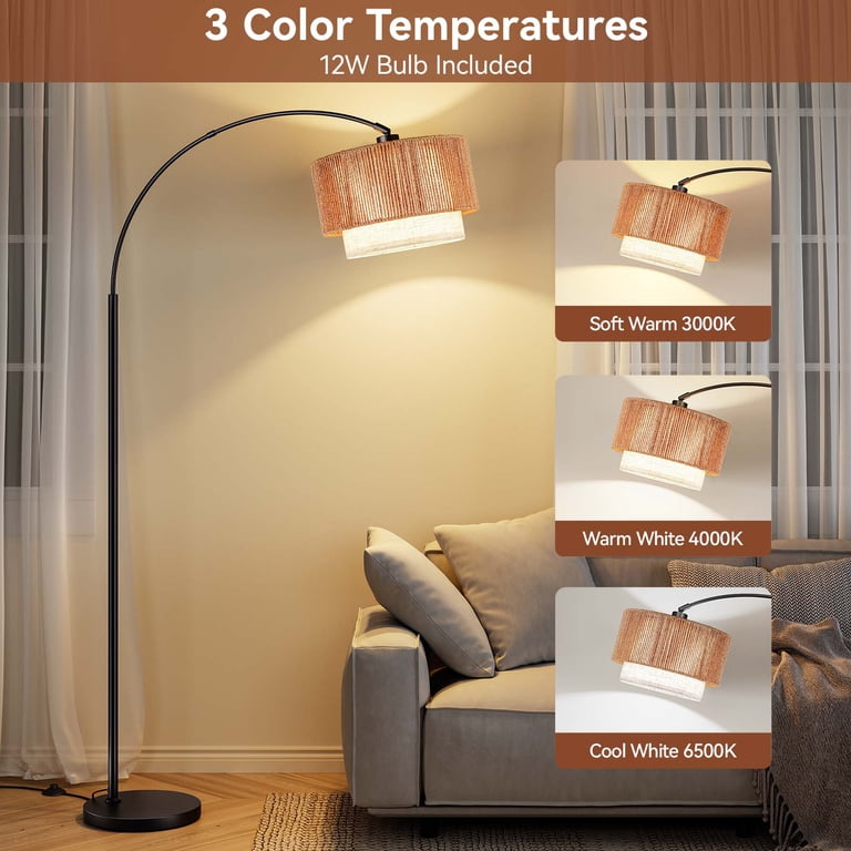 Sunmory Farmhouse Arc Floor Lamp with Rattan Shade photo 8