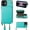 Mint Green, variant on Crossbody Wallet Case for iPhone 12/12 Pro, RFID Blocking Leather Purse Case with Card Holder, Protective Handbag Flip Cover with Zipper Wrist Strap Lanyard for Women 5G 6.1 Inch (Brown)