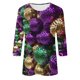 thumbnail image 5 of RKSTN Mardi Gras 3/4 Sleeve T Shirts for Women Top Oversized Crewneck Carnival Mask Print 3/4 Length Sleeve Shirt Womens Casual Round Neck Mask Tuesday Carnival Party Three Quarter Sleeve Tee Shirt, 5 of 5
