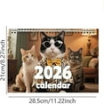 thumbnail image 2 of Euaioeiu Funny Cats Wall Calendar 2026 - 12 x 8 Inches, Spiral Bound, Thick Paper, Monthly Layout with Cute Illustrations for Home Office & Planning, 2 of 3