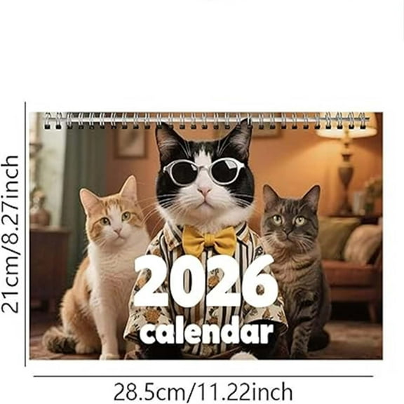 RICHMJCalendar 2026 Funny Cats Calendar - 12 months from Jan 2026 - Dec 2026, Funny Cat Calendar 2026 for Home, School, Office
