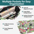 thumbnail image 3 of FORMRS Tote Bag for Women Quilted Large Capacity Travel Work Carry On Shoulder Handbag, Green Abstract Geometric, 3 of 7