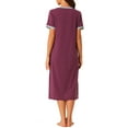thumbnail image 3 of INSPIRE CHIC Women's V Neck Nightshirt Side Slit Nightgown Short Sleeve Long Sleepshirt with Pockets S Purple, 3 of 6