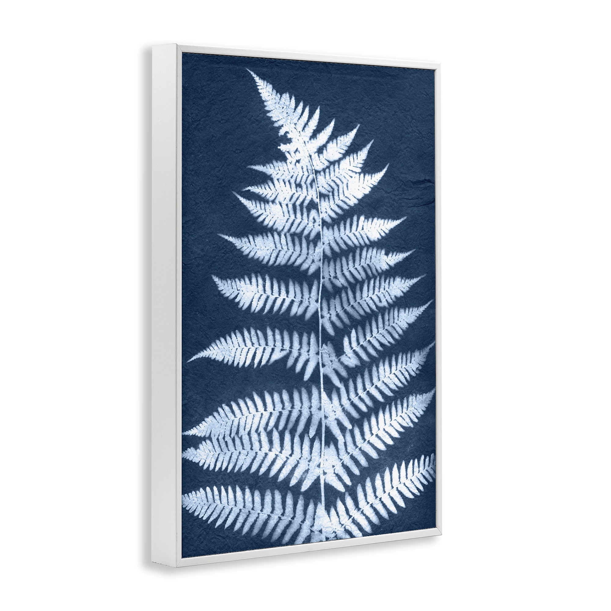 Stupell Industries Forest Fern in Blue Botanical & Floral Painting White Framed Art Print Wall Art, 16 x 24