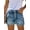 Blue, variant on Valcatch Women's Casual Stretch Denim Jean Shorts Mid Rise Ripped Folded Hem Button Pockets Summer Shorts