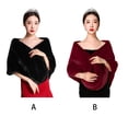 thumbnail image 3 of Jumpingount Capa de invierno, transpirable, ligera, gruesa, accesorios de boda, capa larga elástica, abrigo nupcial elegante, capas suaves para Prendas y trajes de cuerpo completo Vino rojo, 3 of 6