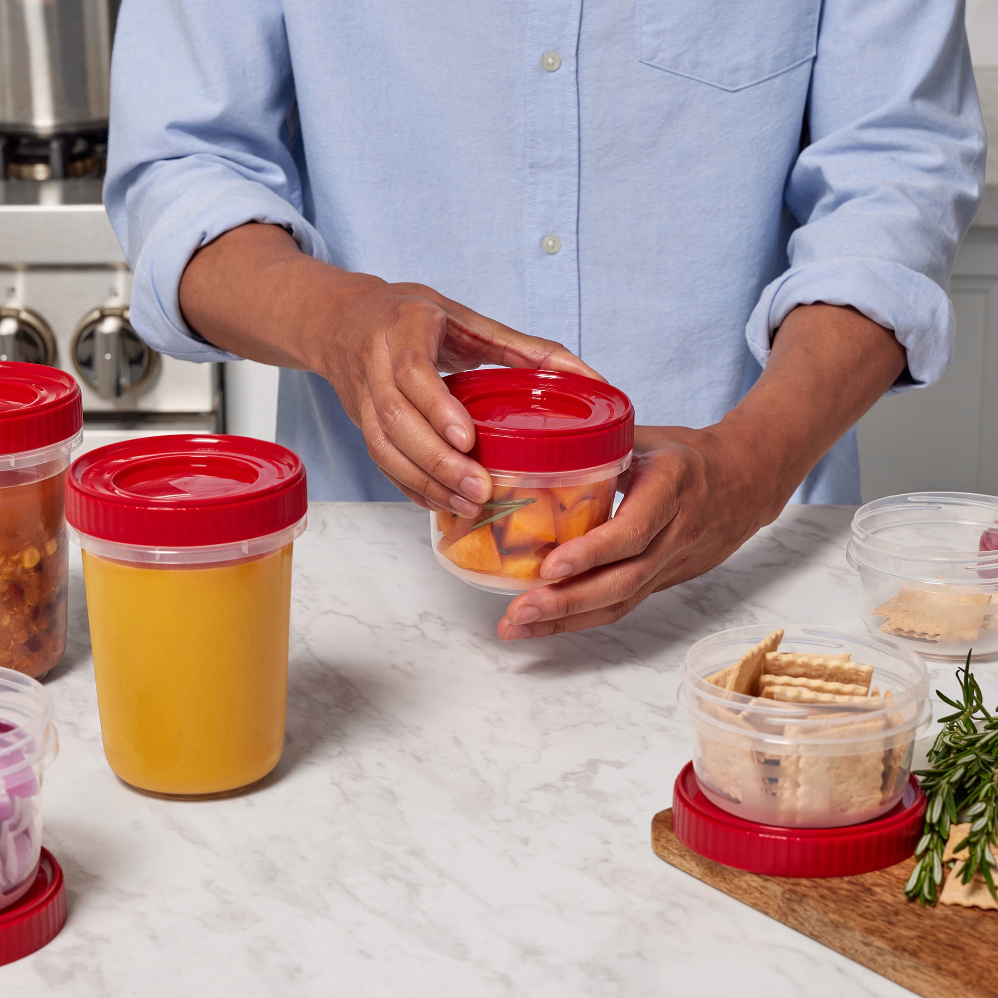 Rubbermaid TakeAlongs 40 Piece Food Storage Set Red Total of 12 6 Qts