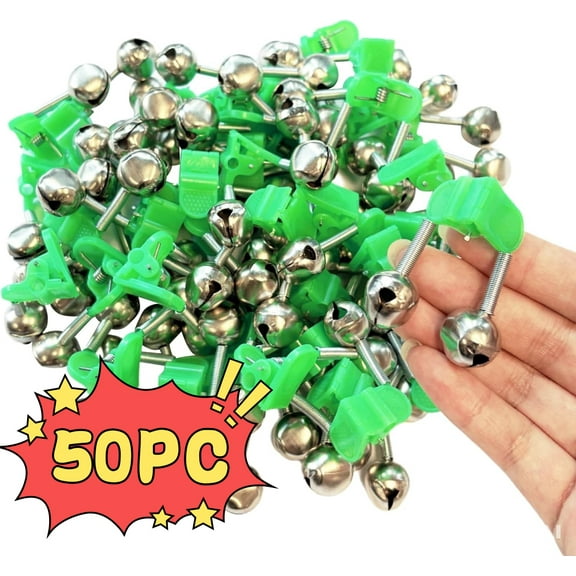 50PC Rod Tip Clamp Fishing Pole Alarm Alert Twin Bell