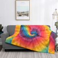 thumbnail image 5 of Horizontal Flannel Blanket Is Light Warm Soft Anti-Pilling Anti-Wrinkle Anti-Allergy And No Hair Loss For Bed And Sofa Camping Travel Darkmagenta Tie-Dye Background Rainbow Colors, 5 of 8