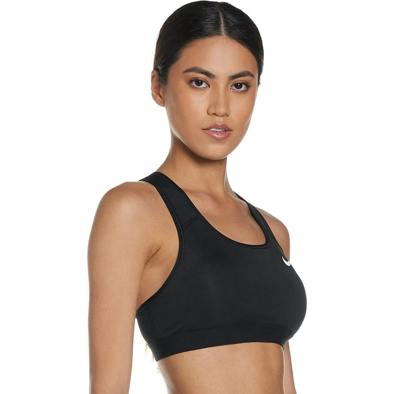 Women's Medium Support Non Padded Sports Bra with Band Black/Black