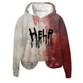 thumbnail image 2 of WREESH Women's Fashion Hoodies Casual Long Sleeve Sweatshirt Halloweens Bloodstain Print Top Red-C, 2 of 3