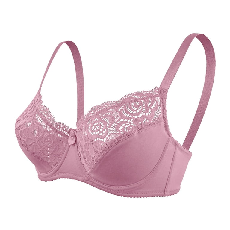 Pxiakgy bras for women Womens Underwire Bra Lace Floral Bra Unlined  Unpadded Plus Size Full Coverage Bra Hot Pink + L 