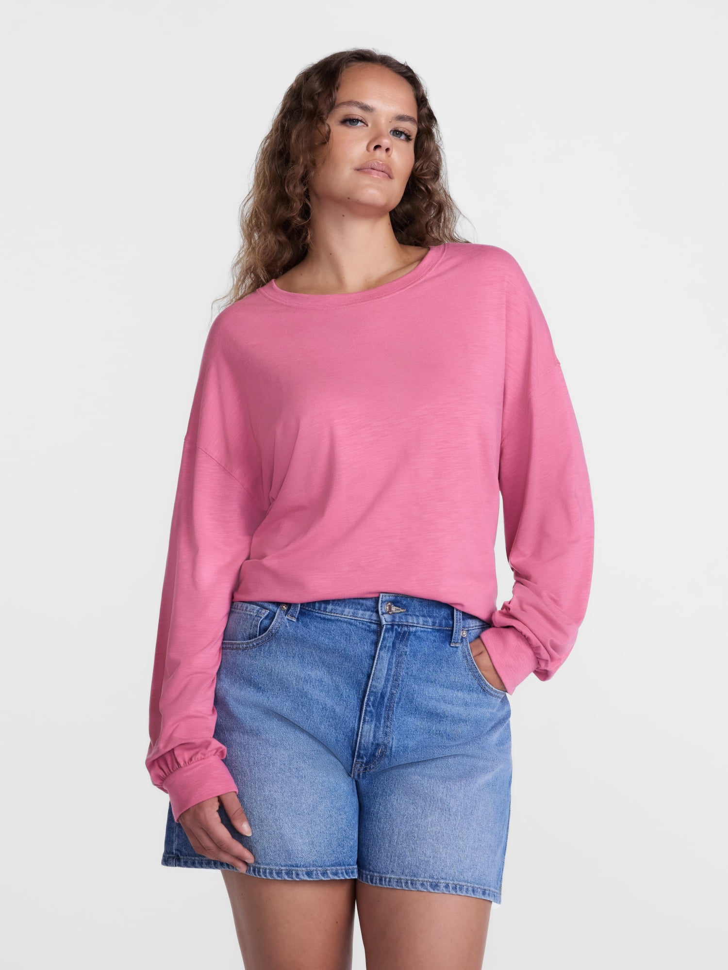 Scenario Women's Oversized Tee with Long Sleeves, Sizes XS-XXXL