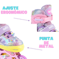 thumbnail image 3 of Patines De Línea Ajustables Con 4 Ruedas y Freno Seguro Onix Unicornio Multicolor Glitter Para Niña, 3 of 5
