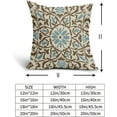 thumbnail image 5 of Brown Blue Boho Pillow Covers 16 X 16 Inch Bohemian Ethnic Carpet Style Vintage Flower Print Decorative Throw Pillows Outdoor Linen Cushion Case Farmhouse Decor for Home Sofa Bed Set of 2, 5 of 6