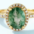 thumbnail image 4 of 9x7 mm Oval Cut Lab Created Green Moss Agate & Halo Diamond Ring in 925 Sterling Silver for Her - Elegant and Timeless Jewelry Piece, 4 of 4