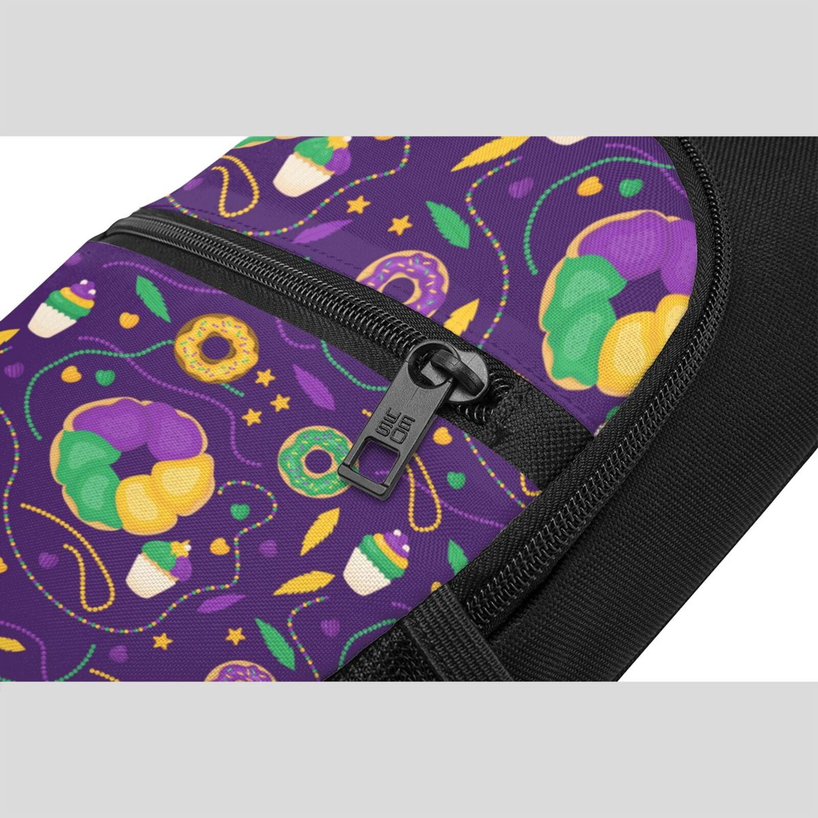 Xecao's Mardi Gras and Donuts Print Sling Bag: A Versatile Chest, Shoulder, and Crossbody Backpack for Casual Days Out, Perfect for Both Men and Women