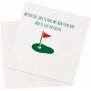 funny golf ball cocktail napkins 50pcs my doctor says to take iron every day live on greens disposable napkins for golfer country club cave bar gift party table decor 5 x 5 2-ply (my doctor)