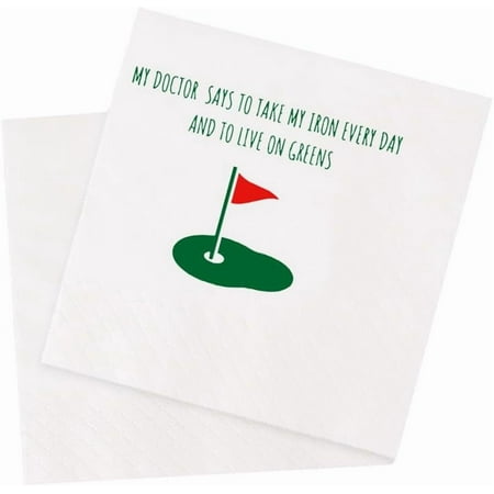20pcs Funny Golf Ball Cocktail Napkins My Doctor Says To Take Iron Every Day Live On Greens Disposable Napkins For Golfer Country Club Cave Bar Gift Party Table Decor 5 x 5 (My Doctor) 5"x5"