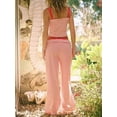 thumbnail image 6 of Women Summer Outfits Lounge 2 Piece Sets Striped Tube Top and Pants Matching Sets Beach Vacation Red & White S, 6 of 7