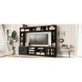 thumbnail image 3 of U-Can 95.5" W Wall Unit Entertainment Center with Bookshelves for TVs up to 80", Modern TV Stand Media Console with Cabinets,  Tempered Glass Doors and Adjustable Shelves for Living Room, 3 of 9