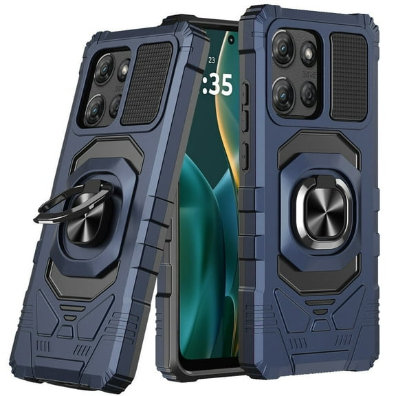 For Motorola Moto G Stylus 5G 2025 XT2517 Robotic Ring Kickstand Phone Case - Blue