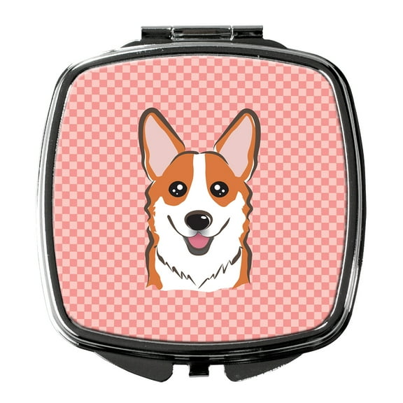 Checkerboard Pink Corgi Compact Mirror BB1254SCM