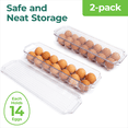 thumbnail image 2 of Greenco Greenco Stackable Refrigerator Egg Storage Bin Organizer With Lid, Stores 14 Eggs, Clear- 2 Pack, 2 of 7